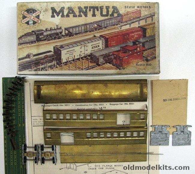 Mantua HO 1800s Wooden Combine Passenger Coach Bangor & Aroostook - Brass Craftsman Kit, 503 plastic model kit